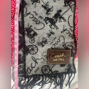 CASHMERE/WOOL Blend Coach REVERSIBLE Grey and Black Scarf